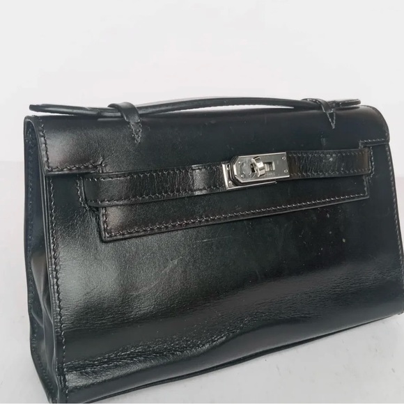 Hermes Kelly 28/32 Black Leather Handbag with palladium Hardware - Picture 4 of 9